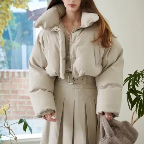 [새상품] SY2C 울 플리츠 스커트 베이지