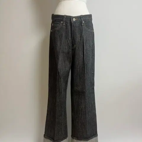 [새상품] 실버 흑청 와이드 네프 데님 팬츠 청바지 M