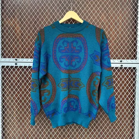일본빈티지 JPN 패턴 울 니트 스웨타 M