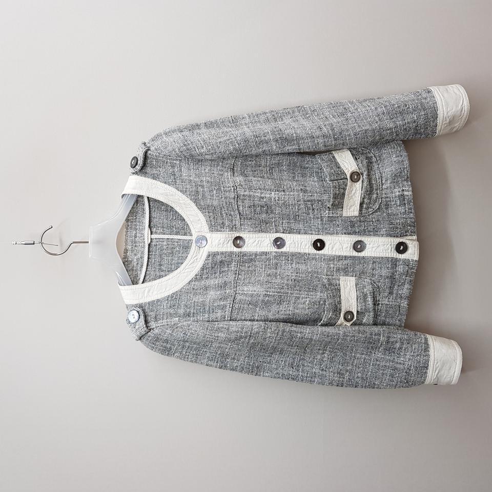 막스마라 위켄드라인 트위드 노카라 자켓  40사이즈