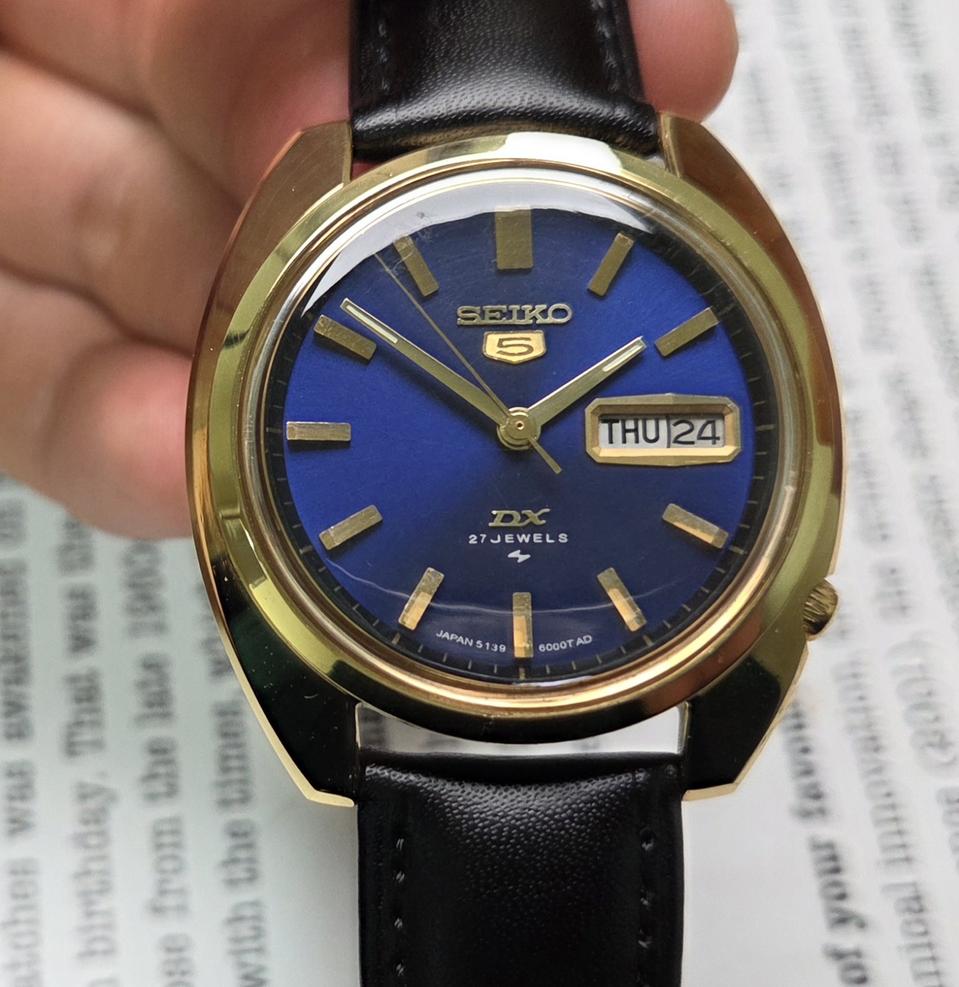 빈티지 세이코 DX 퍼플블루 금장 데이데이트 5139 오토매틱