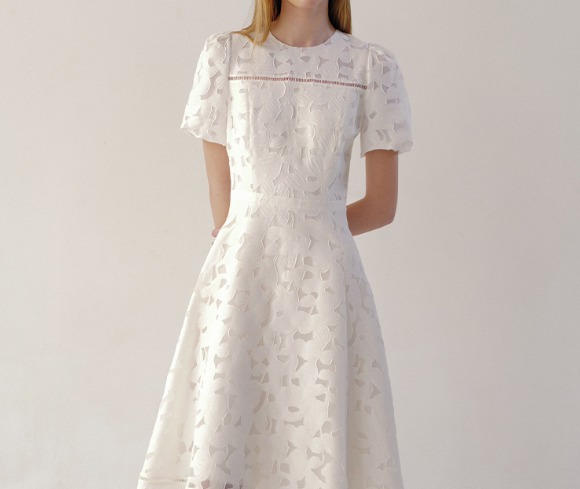 셀프 웨딩 하객룩 레이스 드레스 홀복 체크 자카드 정장 원피스 데이트룩