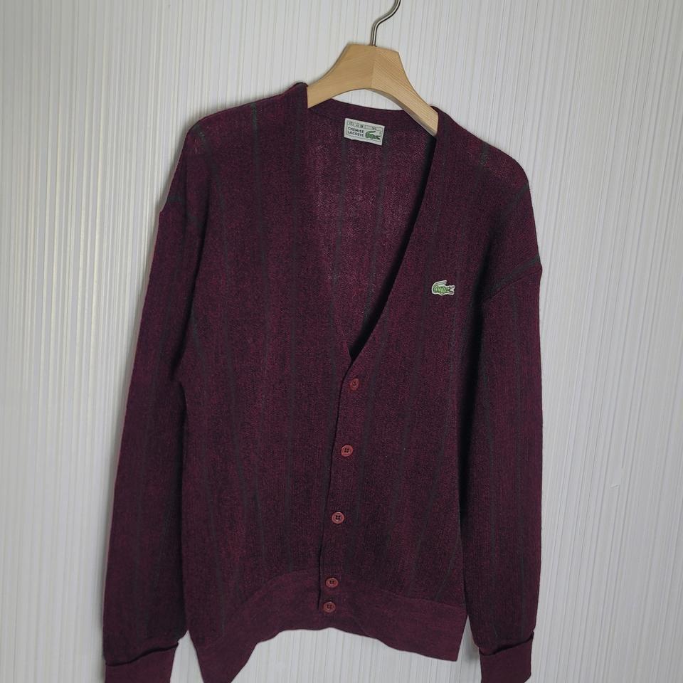 95_라코스테 퓨어울 가디건 클래식 와인 딥그린 스트라이프