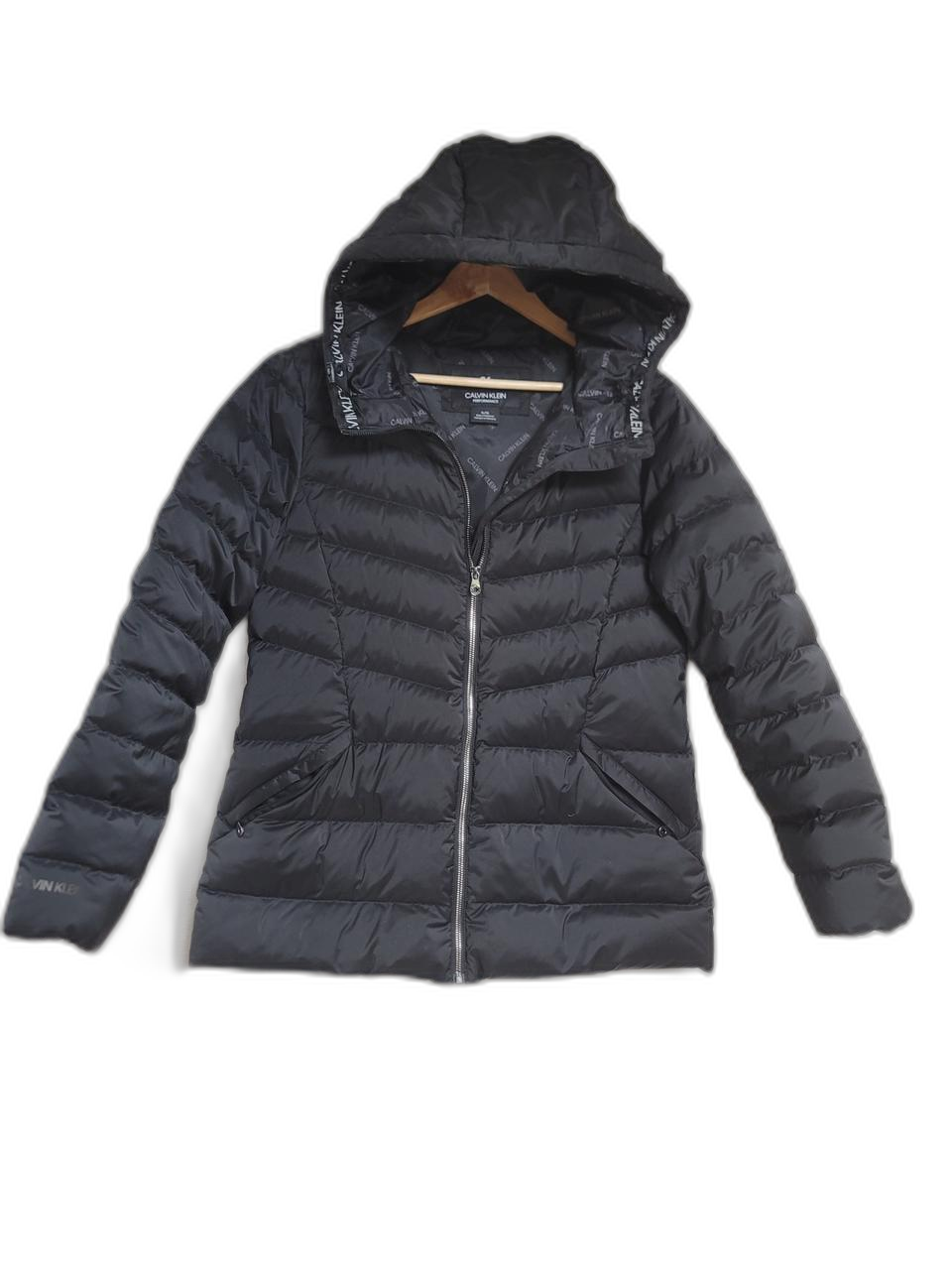 캘빈클라인 블랙 경량 후드 패딩.XL
