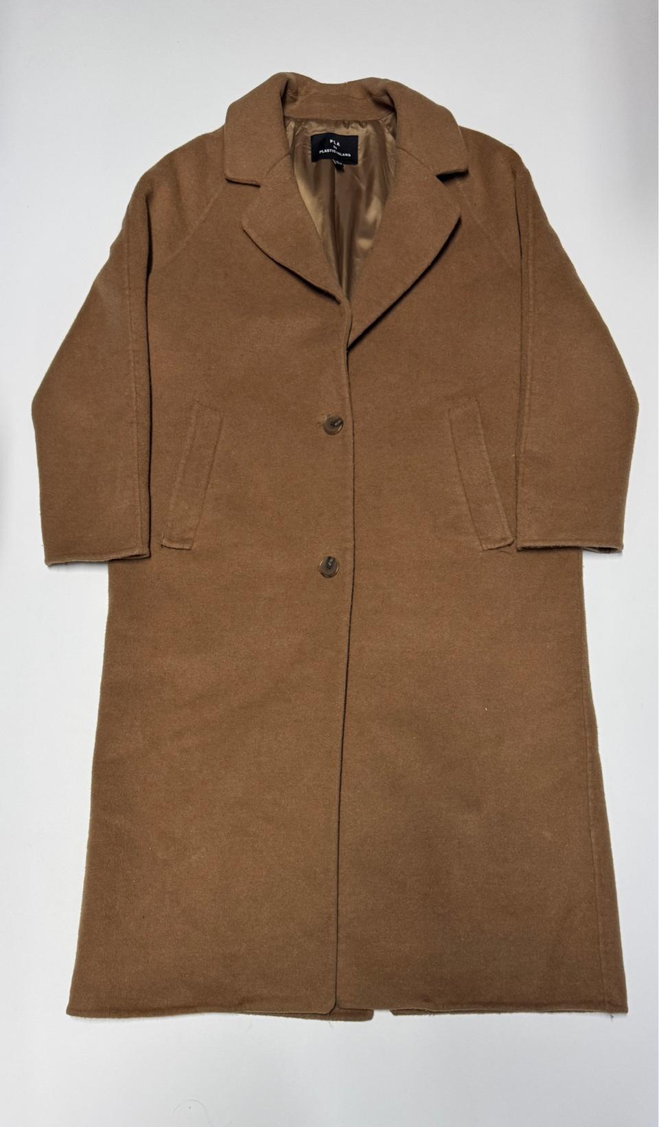 여성 플라스틱아일랜드 미니멀 브라운 울 코트