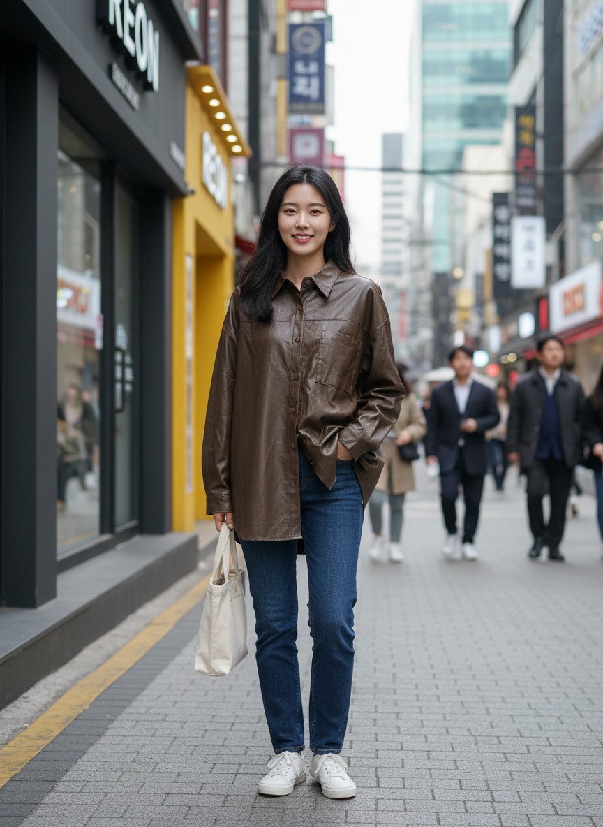 (새제품)레자 인조가죽 레더셔츠 오버핏 자켓 재킷 간절기룩 66 77