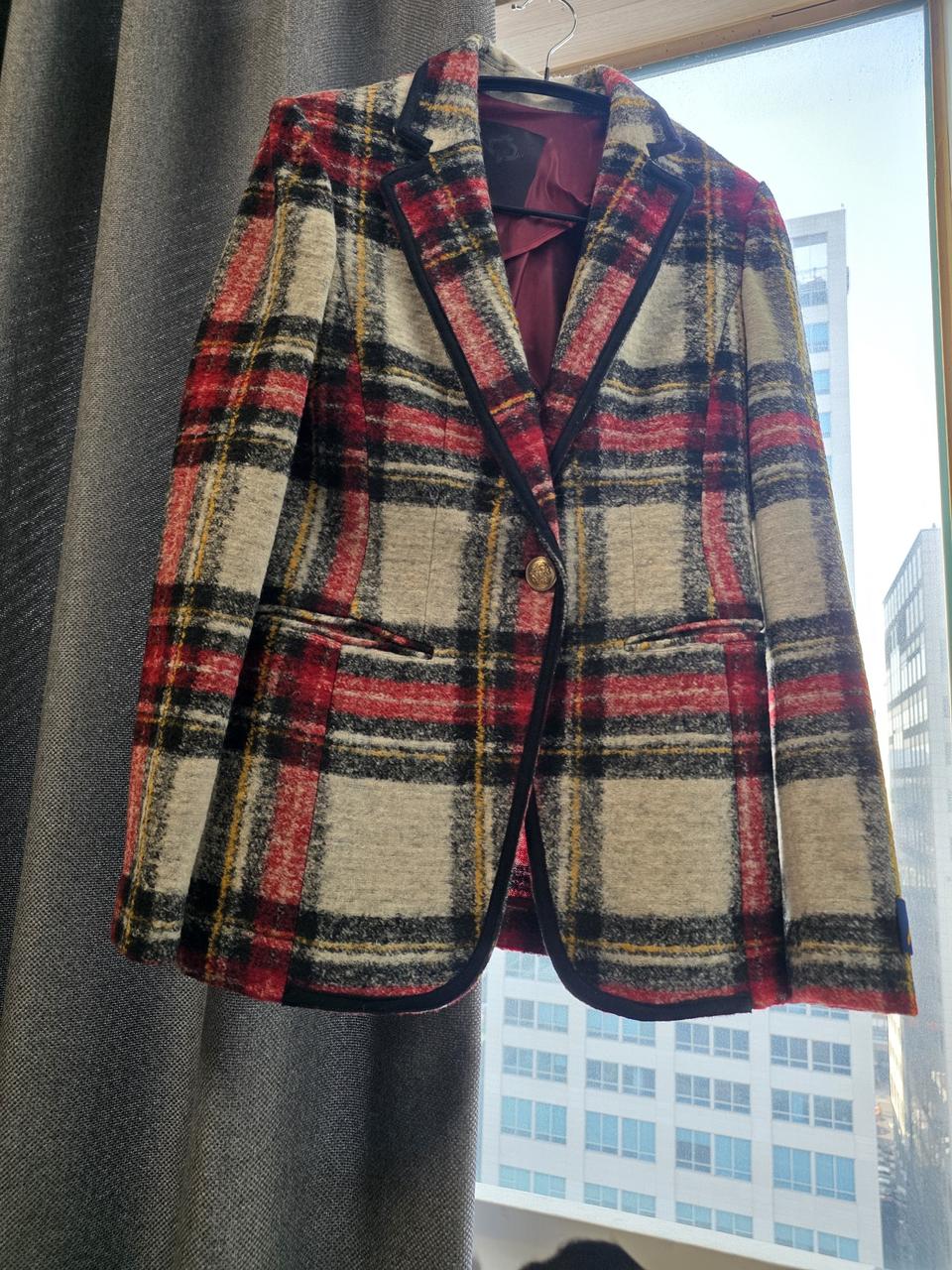 새상품)제시뉴욕 울 체크 자켓 새상품