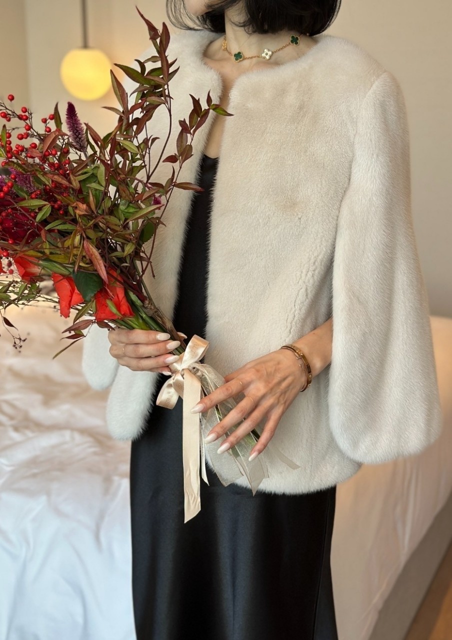 페이크 밍크퍼 케이프 자켓 (F)
