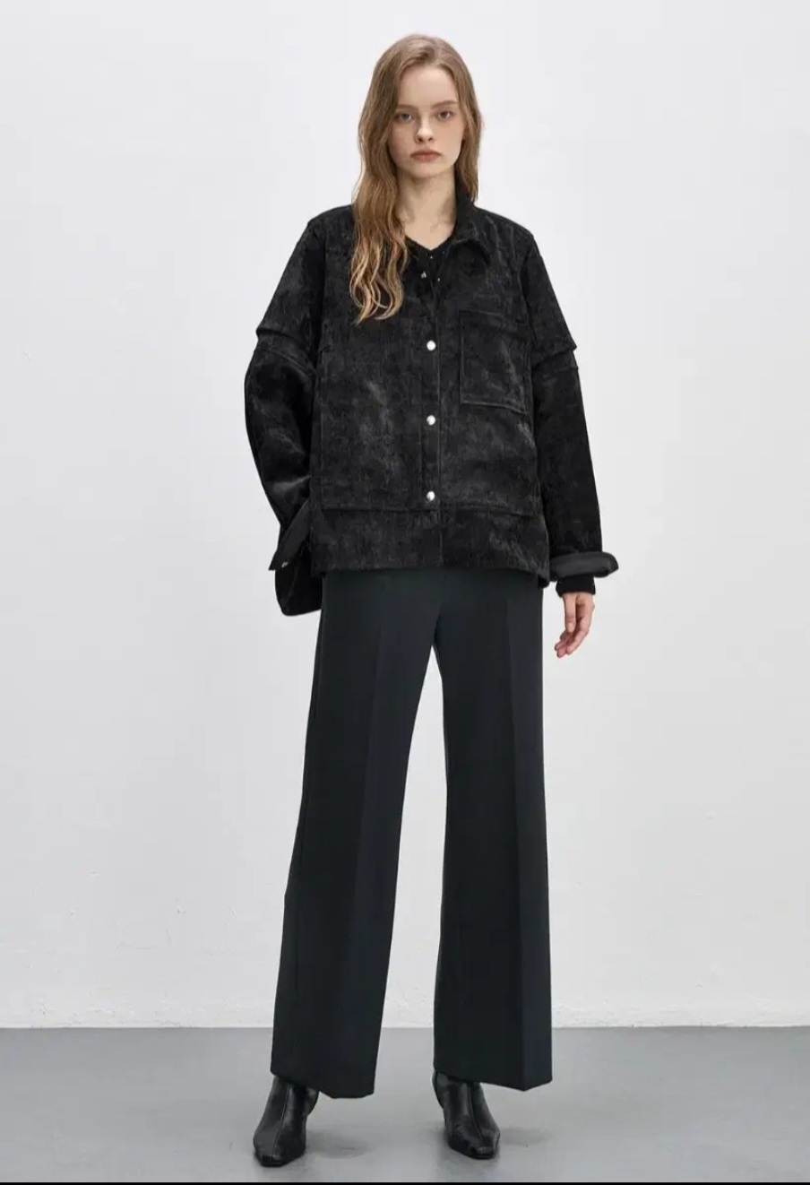 시스템 오버사이즈 벨벳 슬릿 셔츠 (55) 24SS