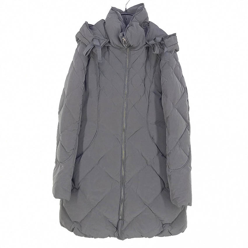 지컷 여성 퀼팅 덕다운 하프패딩 다크그레이85 (HU42411)