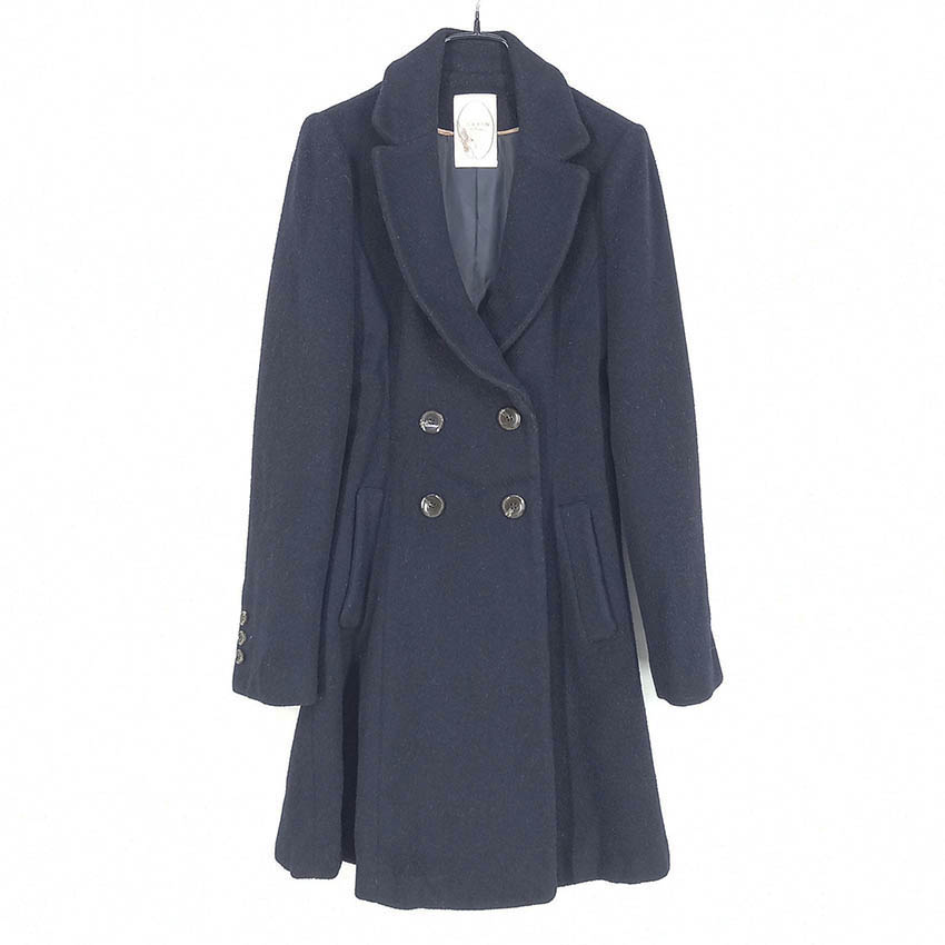 샤틴 여성 더블 슬림핏 모직코트 네이비 (HU42414)