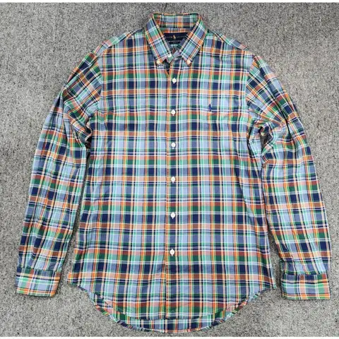 폴로 랄프로렌 슬림핏 빈티지 마드라스 체크 셔츠 M