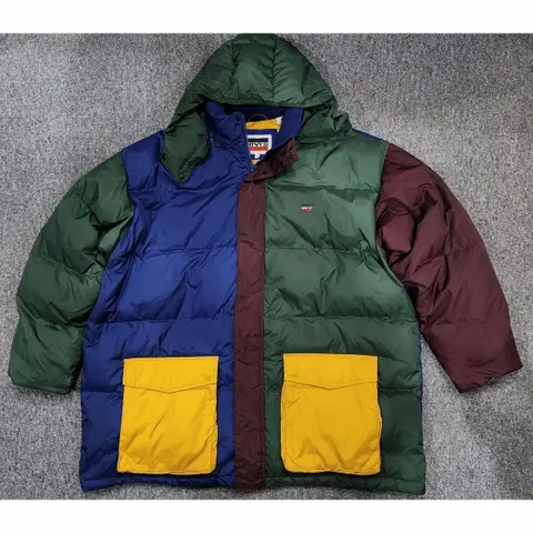 리바이스 스테이 루즈 컬러블록 다운 패딩 XL