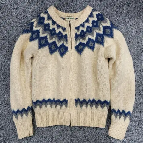 L.L.Bean 빈티지 페어아일 노르딕 코위찬 울 집업 니트 스웨터 S