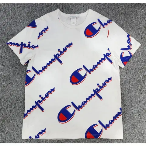 챔피온 크레이지 패턴 로고 프린팅 반팔티 L