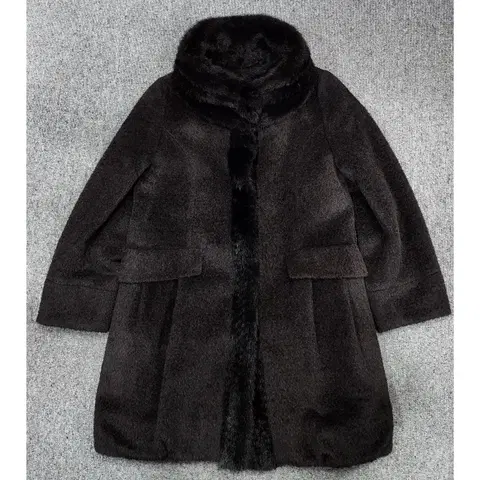 수리알파카 밍크 퍼 카라 빈티지 코트