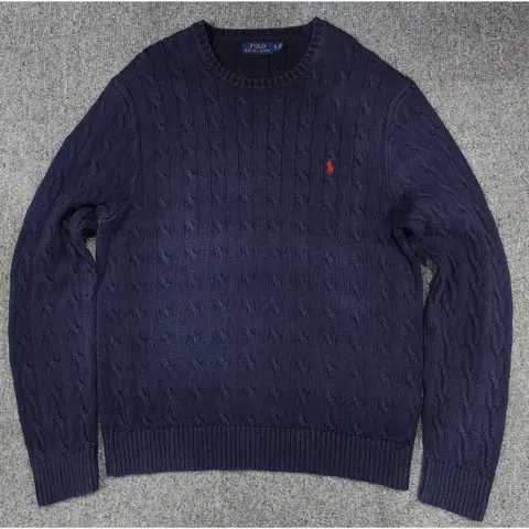 폴로 랄프로렌 꽈배기 케이블 레드 포니 니트 XL