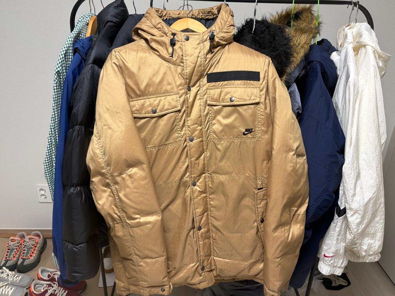 나이키 남성 후드 구스다운 패딩 M 베이지