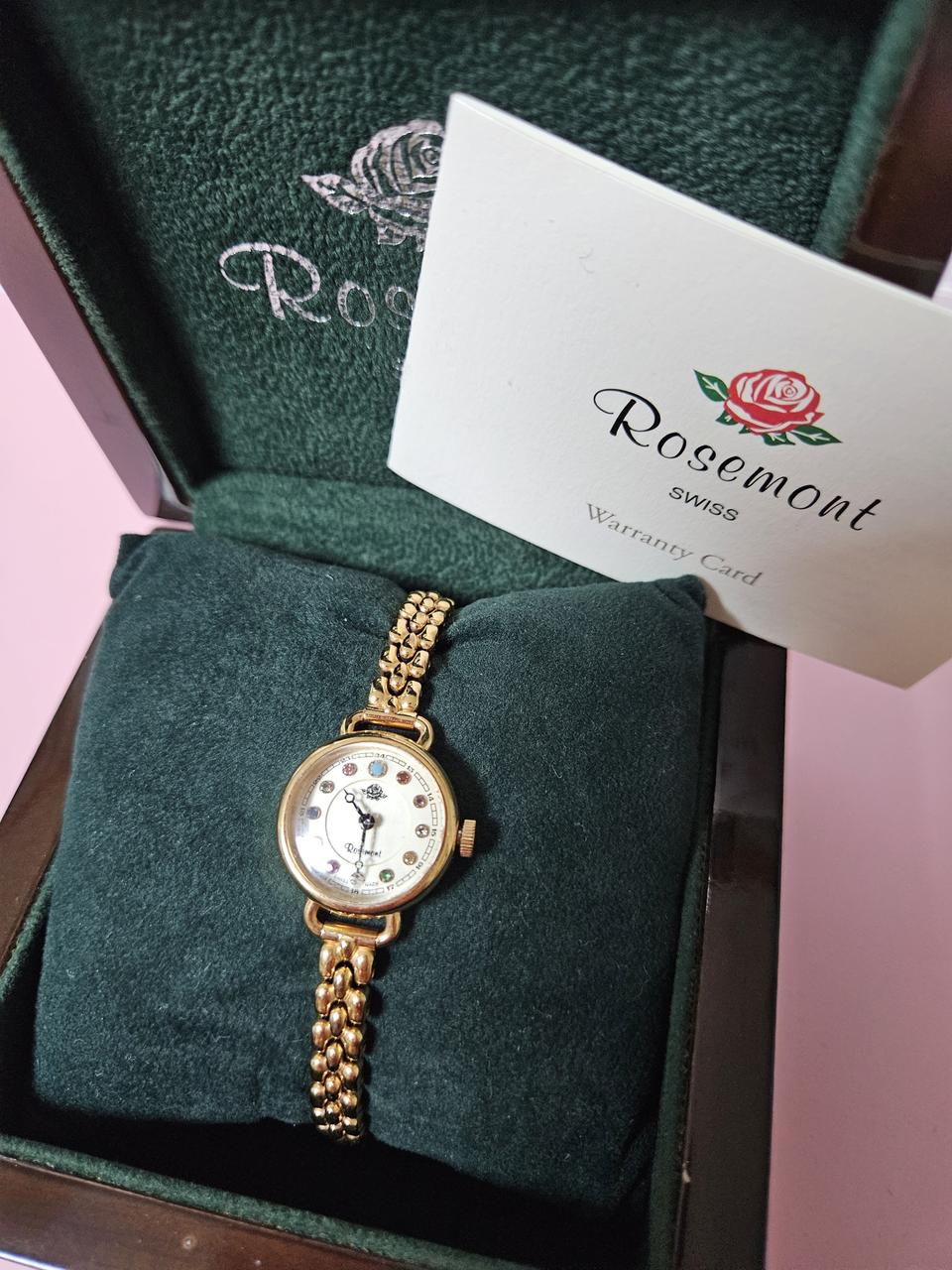 로즈몽 여성용 올금장 탄생석 메탈 시계/SWISS