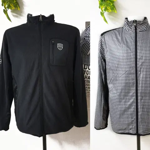 썬더랜드 양면후리스 남성뽀글이 블랙체크 리버시블