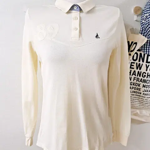 빈폴골프 여성피케티 95 아이보리 89빅패치 자수로고