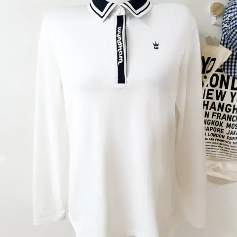 윈덤 여자피케티 큰옷 100 화이트블랙 긴팔 라운딩