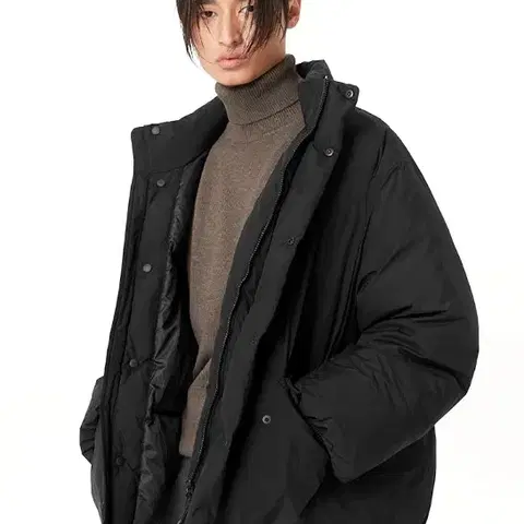 커스텀어클락 남여공용 오리털패딩 오버핏 블랙 S