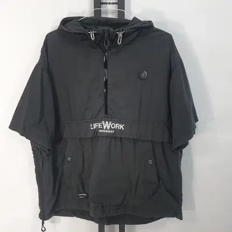 라이프워크 바람막이 반팔 후드 아노락 자켓 블랙 L