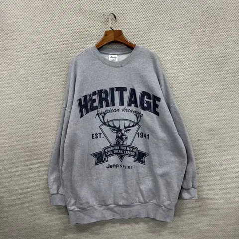 지프 JEEP 루즈핏 프린팅 약기모 롱 스웻셔츠 맨투맨 F A04302
