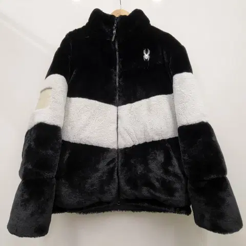 스파이더 컬러 블록 플리스 다운 자켓