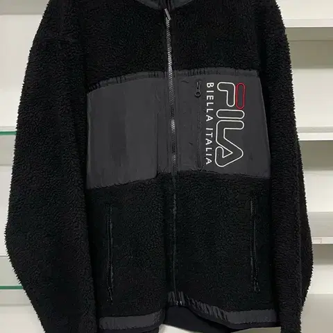 FILA 휠라 검정색 뽀글이 플리스 자켓 L 100