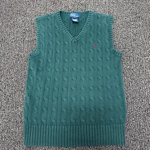 [130] 폴로 키즈 케이블 니트 조끼 130사이즈 그린