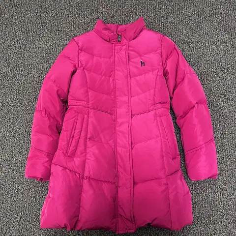 [145] 헤지스 키즈 덕다운 롱패딩 오리털 145사이즈 핑크