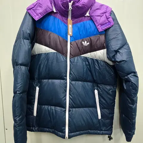 아디다스 컬러 블록 패딩 점퍼100,실측52-70