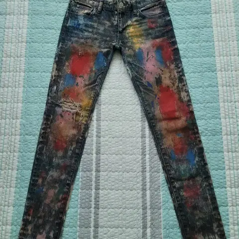 데님앤서플라이 페인팅워싱 스판스키니. 25사이즈