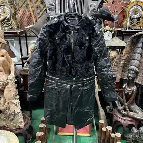 투웨이(two-way) 여성 가죽 퍼 레이어드 코트 자켓