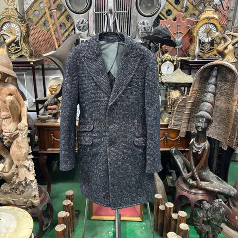 이탈리아 브랜드 헤보 모헤어 알파카 혼방 트위드 롱코트