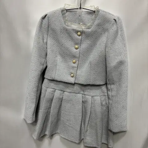 스퀘어넥 크롭 자켓 플리츠 스커트세트(속바지내장)