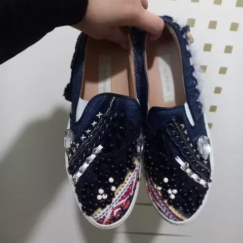 240 올라트레초세 장식 데님 슬립온 스니커즈 37