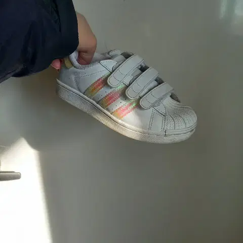 아디다스 슈퍼스타 흰색 찍찍이 운동화 180