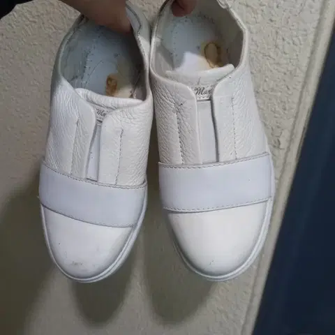 230 닥터마틴 흰색 가죽 슬립온 스니커즈36