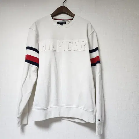타미힐피거 화이트 로고 맨투맨 L