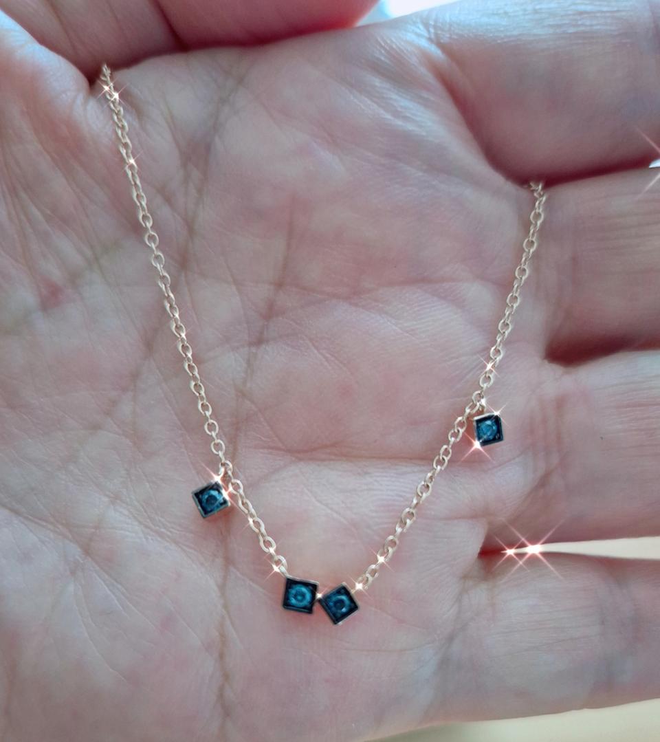 도로시주얼리)14k 아이스 큐브 블루다이아몬드 목걸이