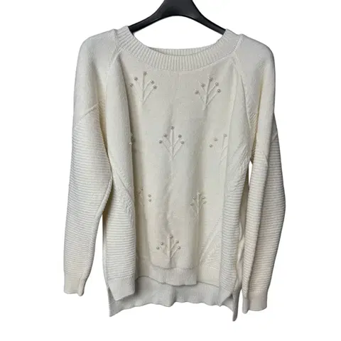 free 지고트 여성 아이보리 비즈 니트 스웨터