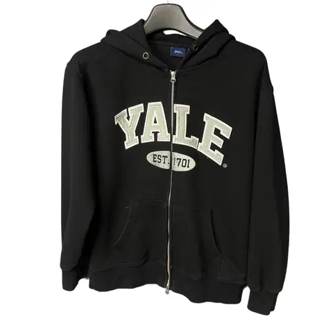 S 예일 로고 블랙 후드 집업