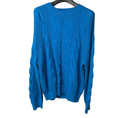 XL WMC 블루 오버 케이블 니트 스웨터