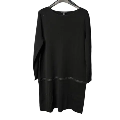 M COS 코스 블랙 레더포잉ㄴ트 니트 원피스