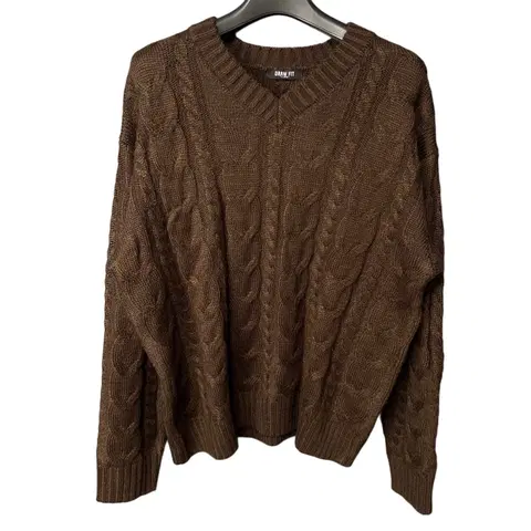 XL 드로우핏 브라운 케이블 니트 스웨터