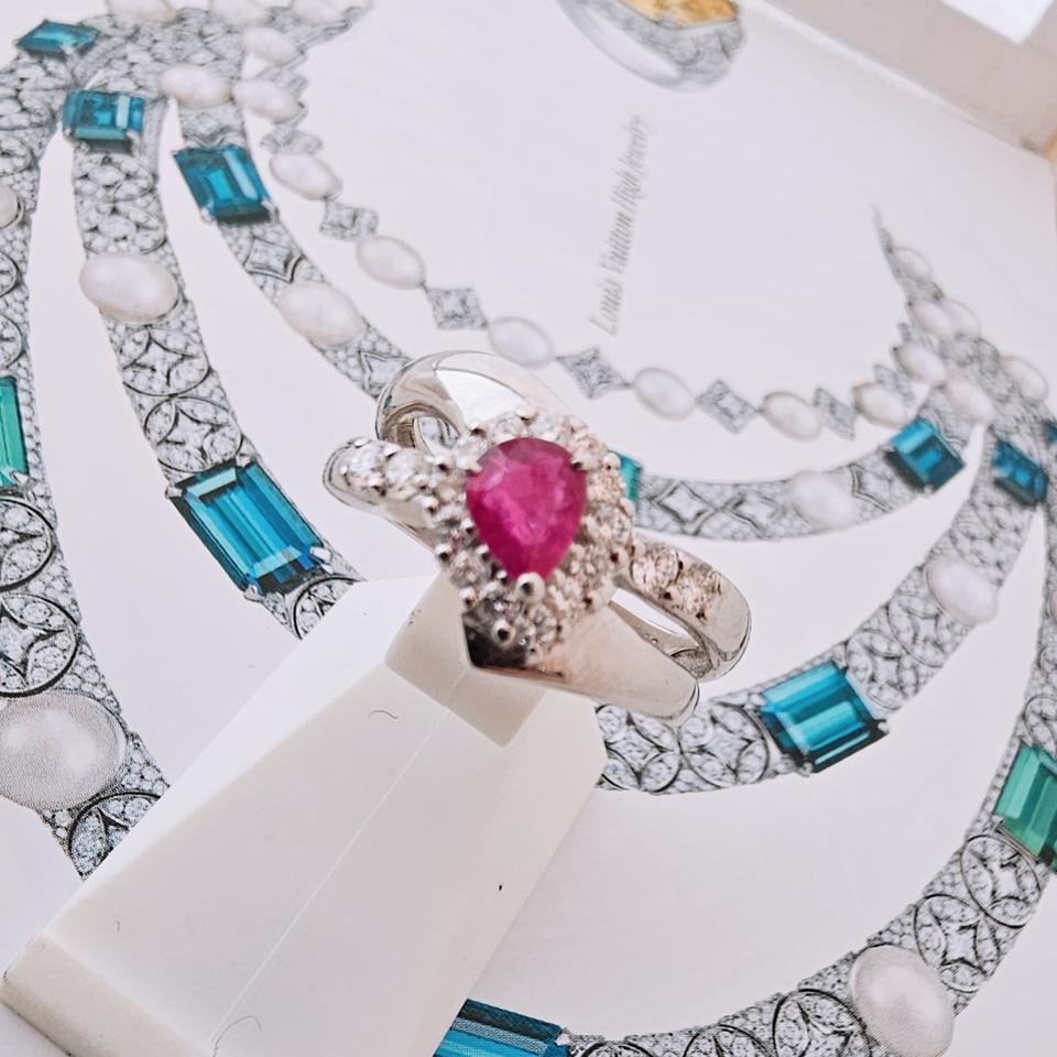 pt900 다이아 원석 반지 18k x