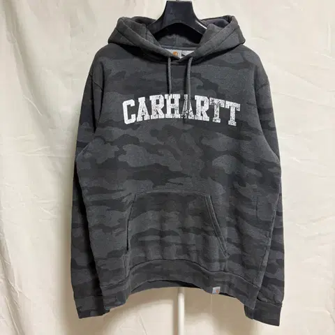 칼하트 WIP 카모플라주 아치 로고 기모 후드티 / 차콜, M